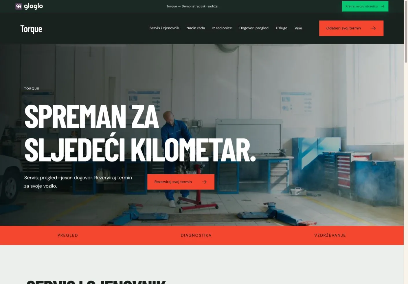 Pregled predloška Torque za autoservisi