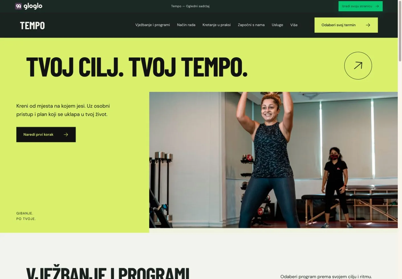 Pregled predloška Tempo za osobni treneri