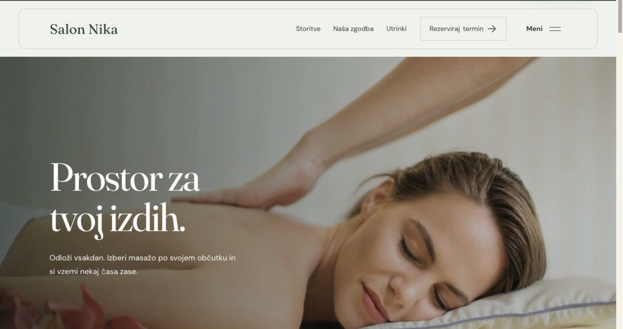 Primer veb-sajta Salon Nika sa velikom fotografijom