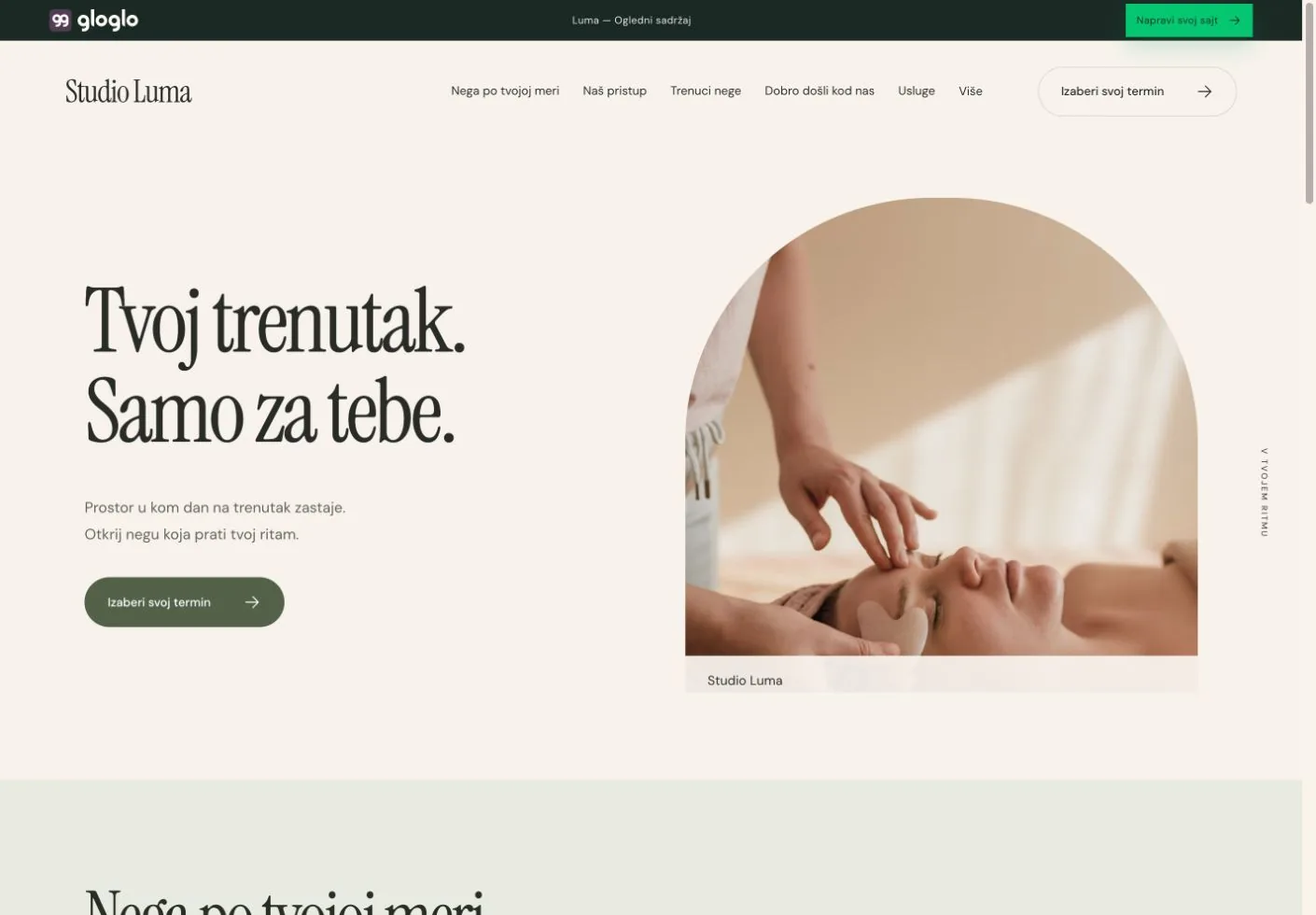 Pregled šablona Luma za kozmetički saloni